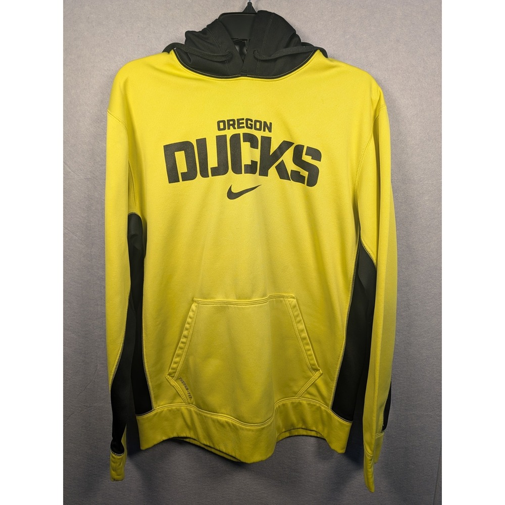 Nike Hoodie Mens Medium Yellow Oregon Ducks Therma-FIT Pullover Excellent‎